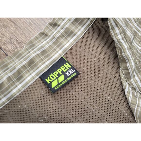 Koppen Button Down Shirt Men Size XXL Brown Green Plaid Outdoor No Fly Zone Tech - Picture 2 of 5